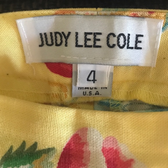 Vintage Judy Lee Cole Cropped Pants High Rise Size 4 Retro Yellow floral - Picture 4 of 4